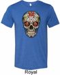 Mens Skull Shirt Sugar Skull with Roses Tri Blend Crewneck Tee T-Shirt