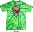 Mens Skull Shirt Sugar Skull with Roses Twist Tie Dye Tee T-shirt