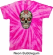 Mens Skull Shirt Sugar Skull with Roses Twist Tie Dye Tee T-shirt