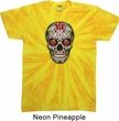 Mens Skull Shirt Sugar Skull with Roses Twist Tie Dye Tee T-shirt