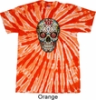 Mens Skull Shirt Sugar Skull with Roses Twist Tie Dye Tee T-shirt