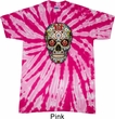 Mens Skull Shirt Sugar Skull with Roses Twist Tie Dye Tee T-shirt