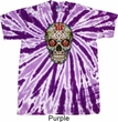 Mens Skull Shirt Sugar Skull with Roses Twist Tie Dye Tee T-shirt
