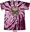 Mens Skull Shirt Sugar Skull with Roses Twist Tie Dye Tee T-shirt
