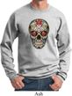 Mens Skull Sweatshirt Sugar Skull with Roses Sweat Shirt