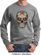 Mens Skull Sweatshirt Sugar Skull with Roses Sweat Shirt