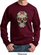 Mens Skull Sweatshirt Sugar Skull with Roses Sweat Shirt