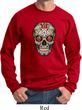 Mens Skull Sweatshirt Sugar Skull with Roses Sweat Shirt