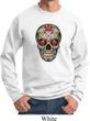 Mens Skull Sweatshirt Sugar Skull with Roses Sweat Shirt