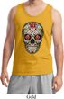 Mens Skull Tanktop Sugar Skull with Roses Tank Top