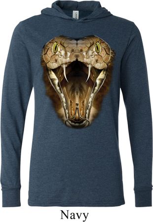 Mens Snake Shirt Big Cobra Snake Face Lightweight Hoodie Tee