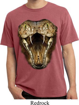Mens Snake Shirt Big Cobra Snake Face Pigment Dyed Tee T-Shirt