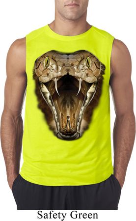 Mens Snake Shirt Big Cobra Snake Face Sleeveless Tee T-Shirt