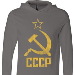 Mens Soviet Shirt CCCP Distressed Lightweight Hoodie Tee