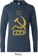 Mens Soviet Shirt CCCP Distressed Lightweight Hoodie Tee