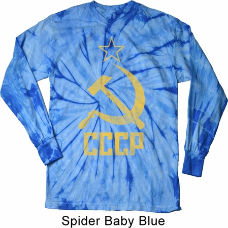 Mens Soviet Shirt CCCP Distressed Long Sleeve Tie Dye Tee T-shirt