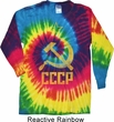 Mens Soviet Shirt CCCP Distressed Long Sleeve Tie Dye Tee T-shirt