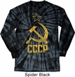 Mens Soviet Shirt CCCP Distressed Long Sleeve Tie Dye Tee T-shirt