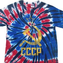 Mens Soviet Shirt CCCP Distressed Patriotic Tie Dye Tee T-shirt