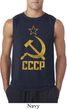 Mens Soviet Shirt CCCP Distressed Sleeveless Tee T-Shirt