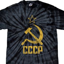 Mens Soviet Shirt CCCP Distressed Spider Tie Dye Tee T-shirt