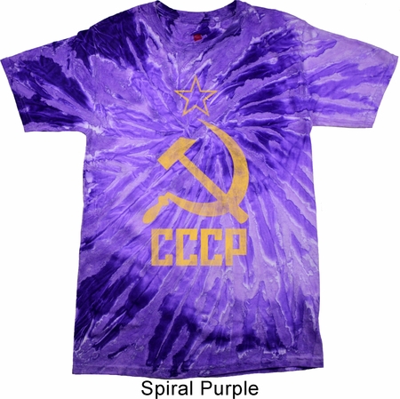 Mens Soviet Shirt CCCP Distressed Tie Dye Tee T-shirt