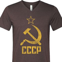 Mens Soviet Shirt CCCP Distressed Tri Blend V-neck Tee