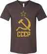 Mens Soviet Shirt CCCP Distressed Tri Blend V-neck Tee