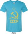 Mens Soviet Shirt CCCP Distressed Tri Blend V-neck Tee