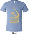Mens Soviet Shirt CCCP Distressed Tri Blend V-neck Tee