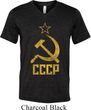 Mens Soviet Shirt CCCP Distressed Tri Blend V-neck Tee
