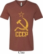 Mens Soviet Shirt CCCP Distressed Tri Blend V-neck Tee