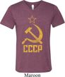 Mens Soviet Shirt CCCP Distressed Tri Blend V-neck Tee