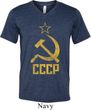 Mens Soviet Shirt CCCP Distressed Tri Blend V-neck Tee