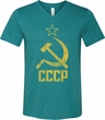 Mens Soviet Shirt CCCP Distressed Tri Blend V-neck Tee