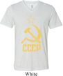 Mens Soviet Shirt CCCP Distressed Tri Blend V-neck Tee