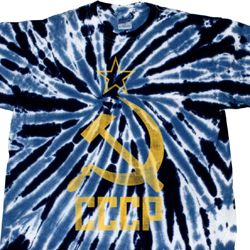 Mens Soviet Shirt CCCP Distressed Twist Tie Dye Tee T-shirt