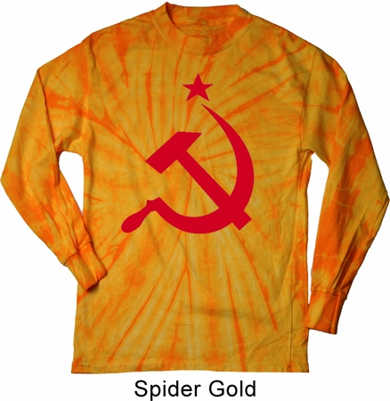 Mens Soviet Shirt Red Hammer And Sickle Long Sleeve Tie Dye Tee