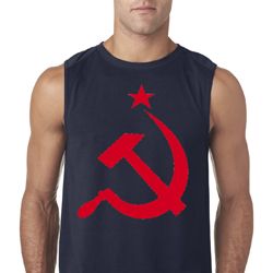 Mens Soviet Shirt Red Hammer And Sickle Sleeveless Tee T-Shirt