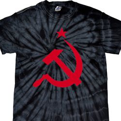 Mens Soviet Shirt Red Hammer And Sickle Spider Tie Dye Tee T-shirt