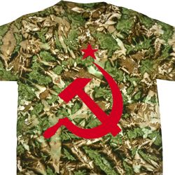 Mens Soviet Shirt Red Hammer And Sickle Tie Dye Tee T-shirt