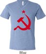 Mens Soviet Shirt Red Hammer And Sickle Tri Blend V-neck Tee T-Shirt