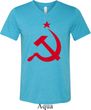 Mens Soviet Shirt Red Hammer And Sickle Tri Blend V-neck Tee T-Shirt