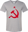 Mens Soviet Shirt Red Hammer And Sickle Tri Blend V-neck Tee T-Shirt