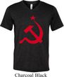 Mens Soviet Shirt Red Hammer And Sickle Tri Blend V-neck Tee T-Shirt
