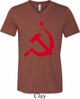 Mens Soviet Shirt Red Hammer And Sickle Tri Blend V-neck Tee T-Shirt