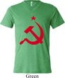 Mens Soviet Shirt Red Hammer And Sickle Tri Blend V-neck Tee T-Shirt