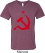 Mens Soviet Shirt Red Hammer And Sickle Tri Blend V-neck Tee T-Shirt