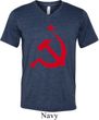 Mens Soviet Shirt Red Hammer And Sickle Tri Blend V-neck Tee T-Shirt