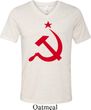Mens Soviet Shirt Red Hammer And Sickle Tri Blend V-neck Tee T-Shirt